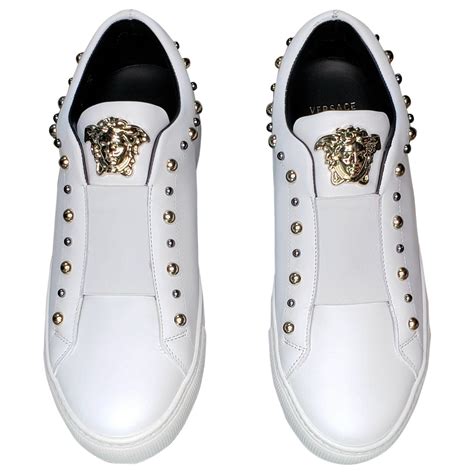 all white versace shoes|Versace shoes white and blue.